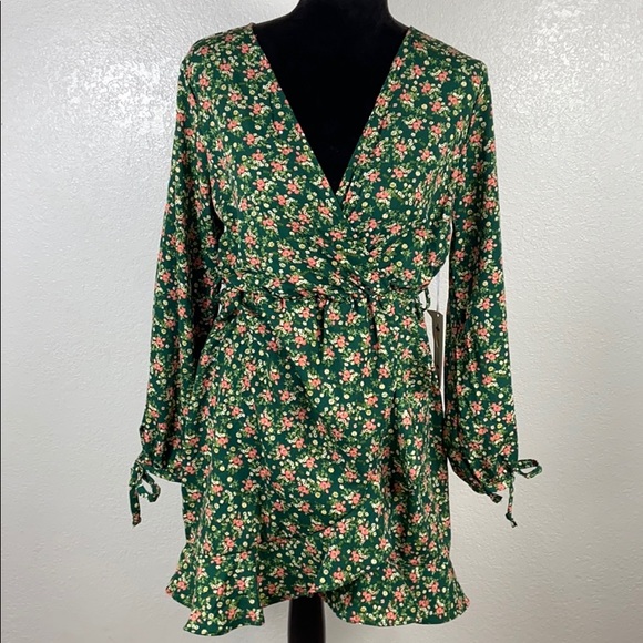 Purple Snow Dresses & Skirts - [ PURPLE SNOW ] Green Floral Dress